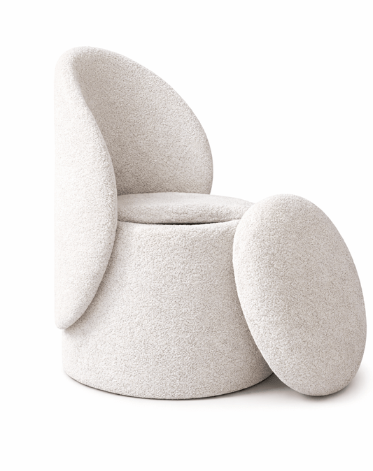 Chaise de rangement en bouclette