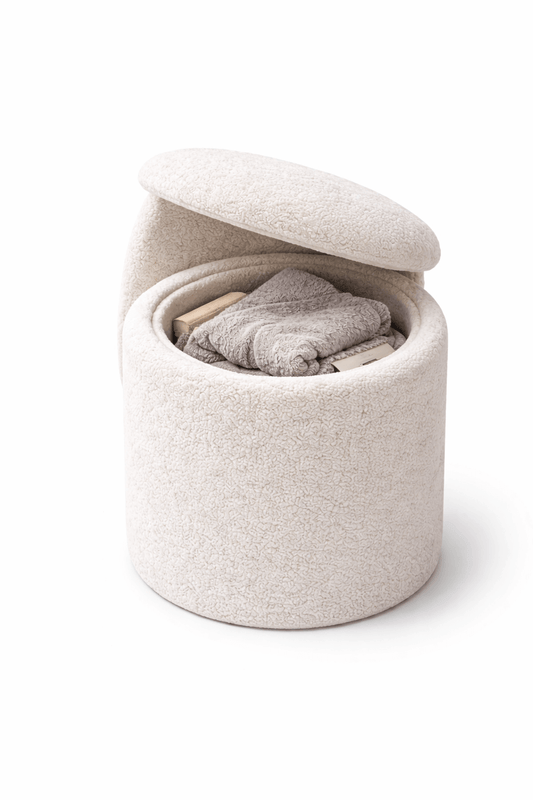 Chaise de rangement en bouclette