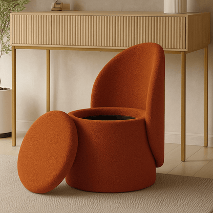 Chaise de rangement en bouclette
