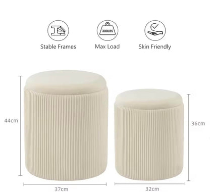 Deux Poufs de Rangement avec Couvercle en Bois
